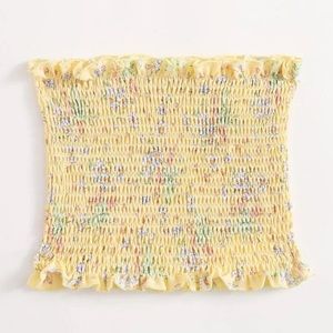Frill Trim Smocked Tube Top